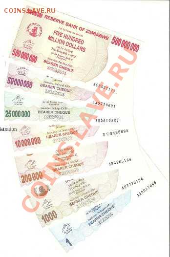 чеки зимбабве  7 шт - 7 pcs ZIM Bearer UNC.JPEG
