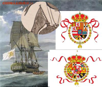 Монеты с Корабликами - santiago+Bandera_de_España_.
