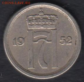 Норвегия 25 эре 1952 до 06.04.2014 22-00 - Норвегия 25 эре 1952 р