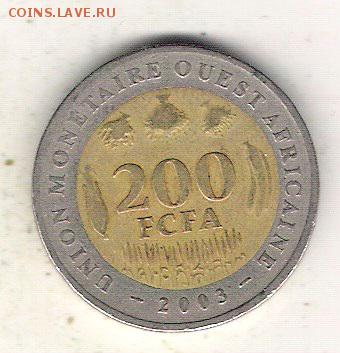 Западная Африка 200 франков 2003 до 10.07 в 22.00 по МСК - Зап.Африка 200 фр. 2003 1