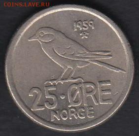 Норвегия 25 эре 1959 до 12.09.2014 22-00 - Норвегия 25 эре 1959 а
