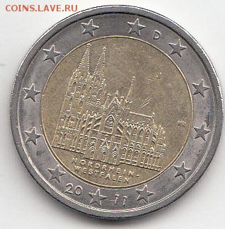 Германия 2 евро 2011 Кёльнский собор J - 18.2