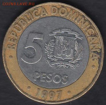 Биметалл Доминиканская Респ. 5 песо 1997 до 16.10.2014 22-00 - Доминиканская Республика 5 песо 1997 а