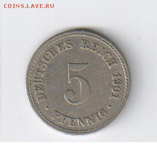 ГЕРМАНИЯ - 5 пфеннингов 1901г до 31.10.2014г 21-00 - ГЕРМАНИЯ - 5 пф 1901г1