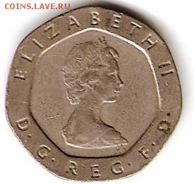 Великобритания 20 пенсов 1982 г.до 25.03.2015 г 22.00 мск. - 20 пенсов 1982 рев.