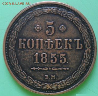 5 копеек 1855 года ВМ - 5 коп 1855 гвм