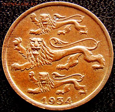 Эстония_2 сента 1934. Отличная сохранность; до 14.02_22.22мс - 10389
