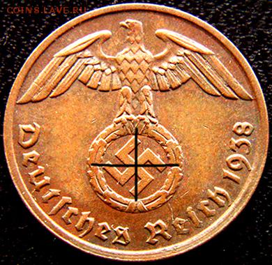 Германия. 3-й Рейх_1 рейхспфенниг 1938(А); до 01.03_22.14мск - 10957