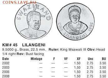 Свазиленд 1 лилангени 2005 г. До 16.04.2016г. - 111