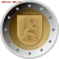 Биметаллические монеты Мира_новинки - latviya-moneta-2-evro-kurzeme-revers