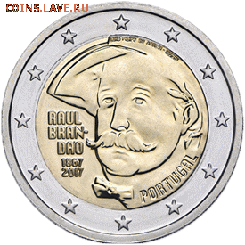 Биметаллические монеты Мира_новинки - portugaliya-moneta-2-evro-150-let-rozhdeniya-raulya-brandao