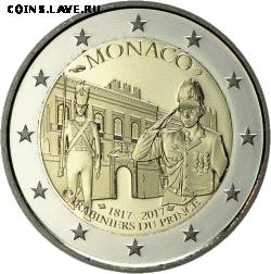 Биметаллические монеты Мира_новинки - monako-2-evro-200-let-kompanii-karabinerov-printsa-revers