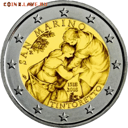 Биметаллические монеты Мира_новинки - san-marino-moneta-2-evro-tintoretto-revers