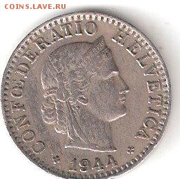 Швейцария 20 Раппен - 1944 года - 20 RAPPEN-1944 A