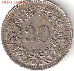 Швейцария 20 Раппен - 1944 года - 20 RAPPEN-1944 P