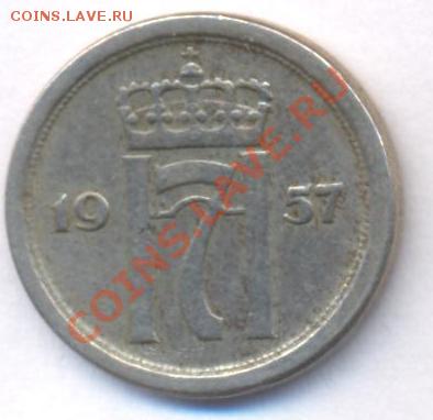 Норвегия 10 эре 1957 г.  До 21.05.11 г. 20-00 МСК. - Норвегия.1