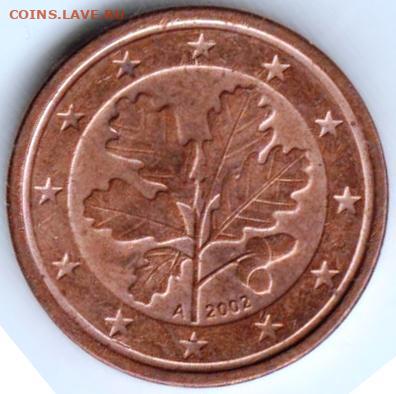 Германия 1 Евроцент 2002 г. А до 24.00 13.02.20 г. - 050