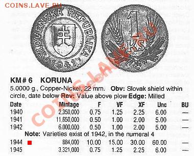 Словакия, 1 крона 1944 - 1