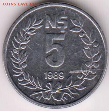 УРУГВАЙ  5 новых песо 1989 г. до 08.06.22 г. в 23.00 - 025