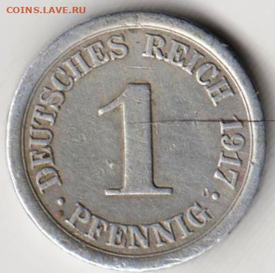 ГЕРМАНИЯ 1 пфенниг 1917 г. до 11.10.22 г. в 23.00 - 066