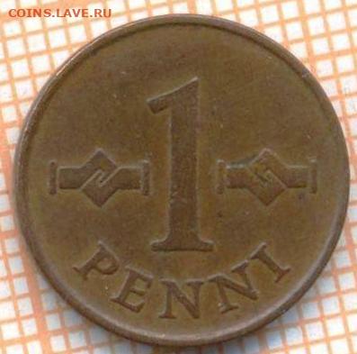 Финляндия 1 пенни 1965 г., до 15.07.2024 г. в 22.00 по Москв - Финляндия 1 пенни 1965 1320а