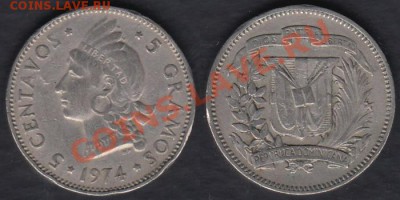 Доминиканская Республика 5 сентаво 1974 до 21.03.2012 22-00 - Доминиканская Республика 5 сентаво 1974
