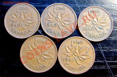 H81 Подборка 1¢ Канада 5 шт 1940-42-43-45-46 до 23.03 в 22°° - H81 Canada 1c 1940-42-43-45-46_1