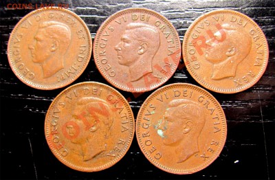 H82 Подборка 1¢ Канада 5 шт 1947-49-50-51-52 до 23.03 в 22°° - H82 Canada 1c 1947-49-50-51-52_2