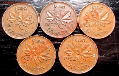 H82 Подборка 1¢ Канада 5 шт 1947-49-50-51-52 до 23.03 в 22°° - H82 Canada 1c 1947-49-50-51-52_1