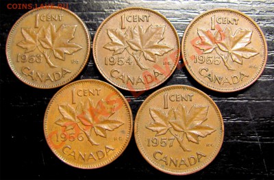 H83 Подборка 1¢ Канада 5 шт 1953-54-55-56-57 до 23.03 в 22°° - H83 Canada 1c 1953-54-55-56-57_1