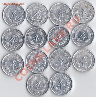 1,2,5,10 pfennig ФРГ и ГДР по 10 рублей - ГДР1.