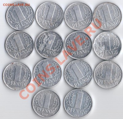 1,2,5,10 pfennig ФРГ и ГДР по 10 рублей - ГДР1