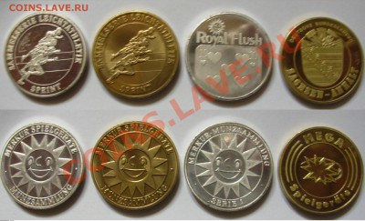 4 игровых жетона(Merkur, Mega ) на оценку и опознание. - 002