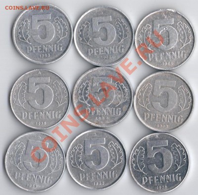 1,2,5,10 pfennig ФРГ и ГДР по 10 рублей - ГДР5