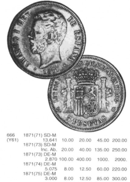 оцените 5 песет 1871 г. Амадея Первого Савойского - 5 pesetas.JPG