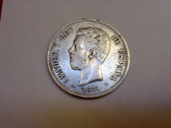 оцените 5 песет 1871 г. Амадея Первого Савойского - 070820081291