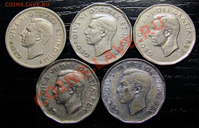 H96 Канада 5¢ подборка 5шт. 1942-47-49-50-52 до 28.03 в 22°° - H96 5c 42-47-49-50-52_2