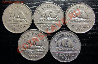 H96 Канада 5¢ подборка 5шт. 1942-47-49-50-52 до 28.03 в 22°° - H96 5c 42-47-49-50-52_1