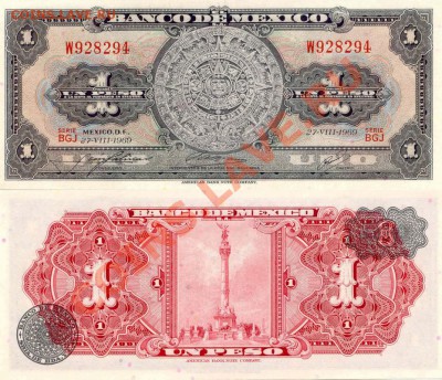 Боны Мексики 1 и 5 Песо 69 и 63г.  до 24.03.12  21-00(мск) - Mexico_1Pesos_1969