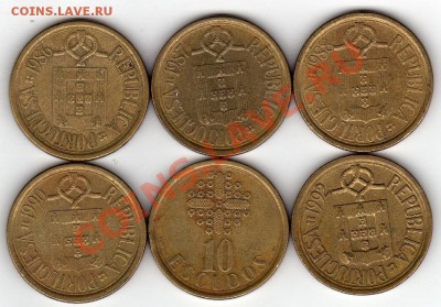 ПОРТУГАЛИЯ 10 ЭСКУДО 1986-92 (6ШТ.) ДО 29.03.12 В 22Ч (1913) - img429