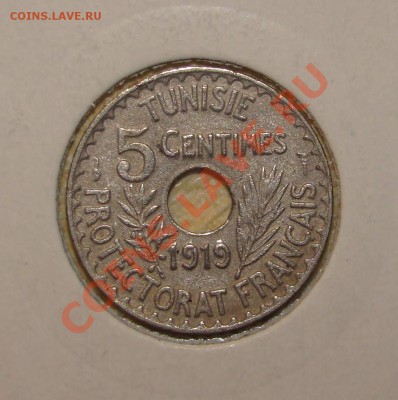 Тунис 5 сантимов 1907 и 1918 годов - Тунис 5 санти 1919.JPG