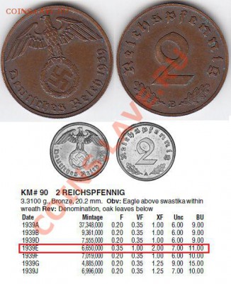 Германия 3-й Рейх Свастика 2 пфеннига 1939Е До 30.03.12 22:0 - 1