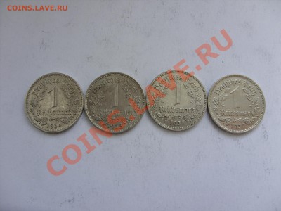 1 марка Германия. 3 Рейх. 1934A, 1935A, 1937A,F. - 1 марка 3 Рейх - 1