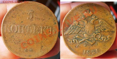 Масон - 5 коп 1831 ЕМ ФХ Желтый не из земли - Короткий аук - 5 коп 1831 ЕМ ФХ
