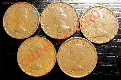 H83 Подборка 1¢ Канада 5 шт 1953-54-55-56-57 до 01.04 в 22°° - H83 Canada 1c 1953-54-55-56-57_2