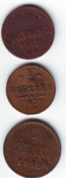 оцените полушка 1851, 1,4 коп 1872, 1 пенни 1900 г. - Полушка 1851,  1,4 коп 1872, Пенни 1900 -1.JPG