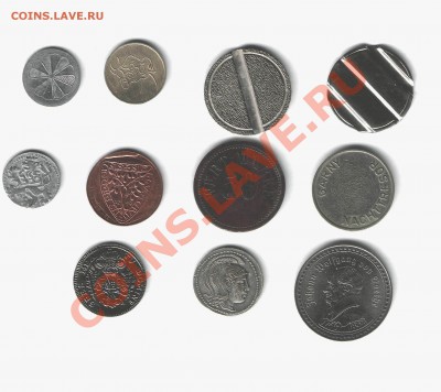 11 иностранных жетонов (игровые, телефонные и др.) на оценку - jet2