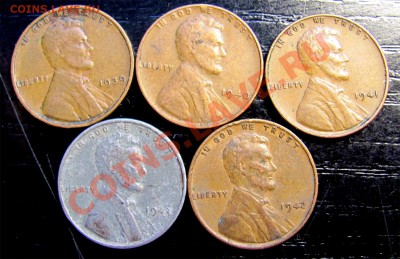 I54 США 1¢ подборка 5 шт. 1939-40-41-42-43 до 19.04 в 22°° - I54 USA 1c 39-40-41-42-43 5 pcs_1
