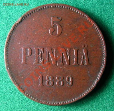 5  пенни Рус. Фин.  1889 г.  до  19.04.2012  в  22-00 МСК - 5 пенни 1889 г реверс