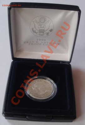 1 доллар Сюзан Энтони 1999 P proof  коробке - 1 доллар открытая коробка 1999